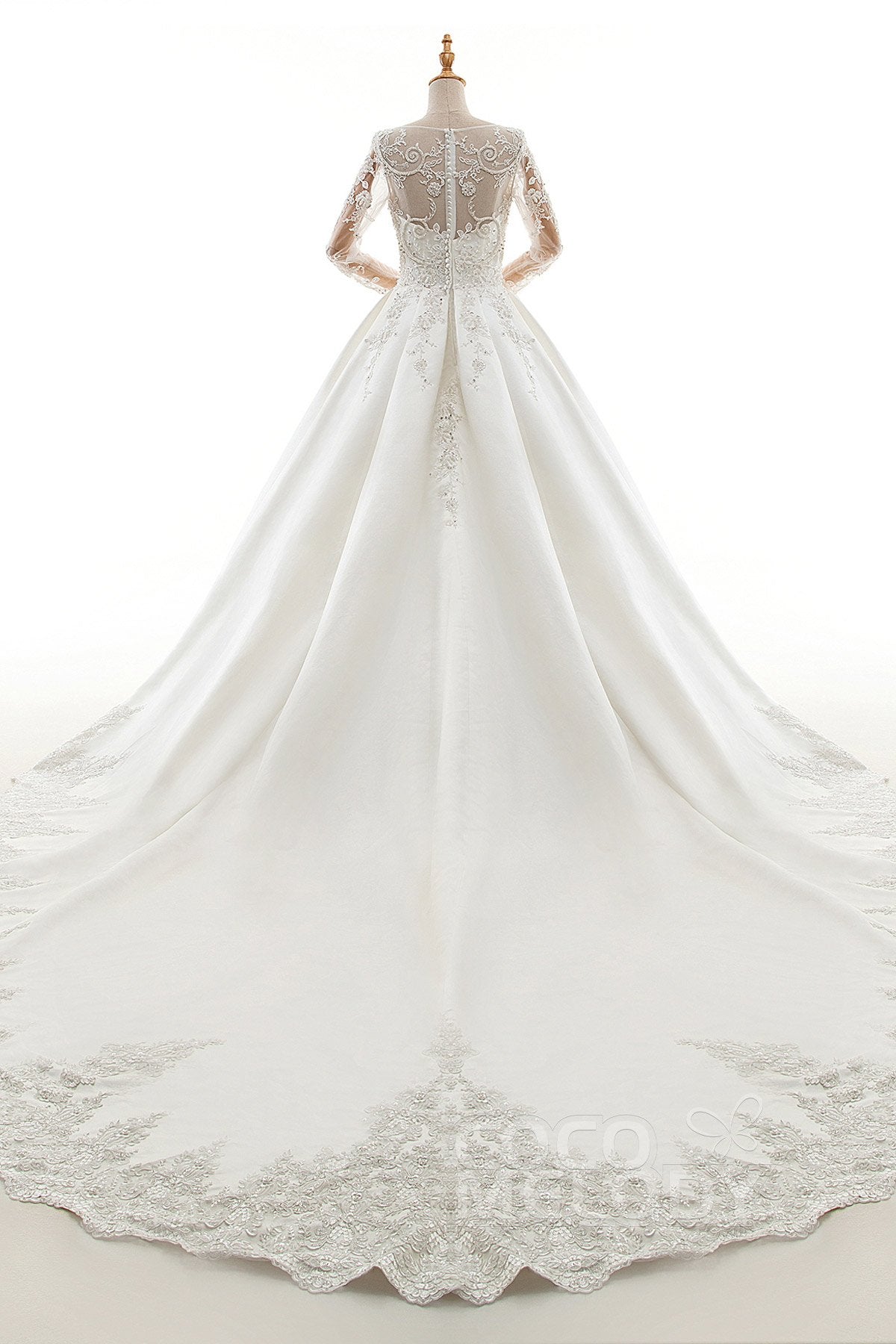 A-Line Cathedral Train Tulle and Satin Wedding Dress LD4139