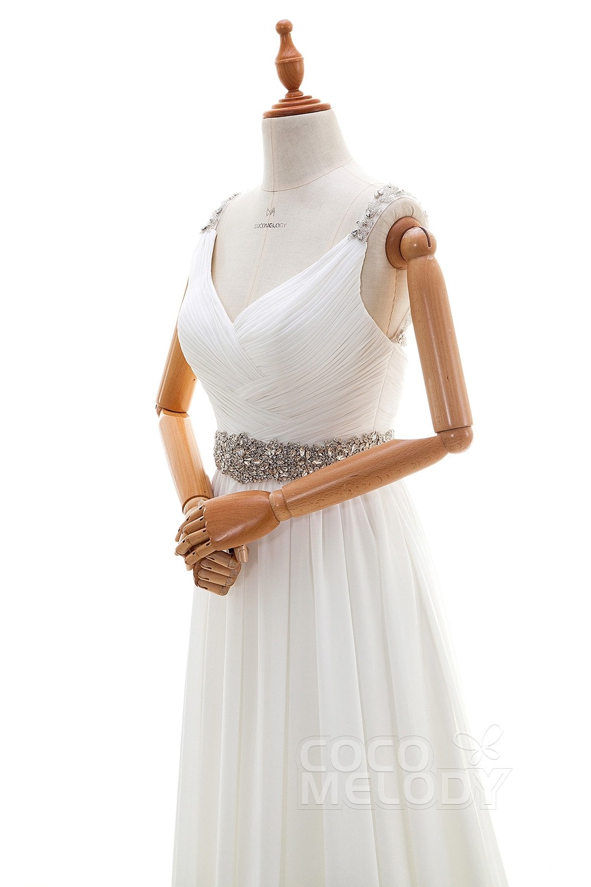 Sheath-Column Sweep-Brush Train Chiffon Wedding Dress LD4316