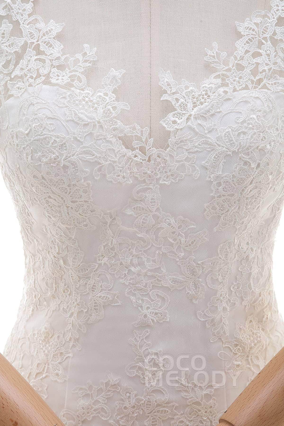 Trumpet-Mermaid Court Train Tulle Lace Wedding Dress LD4342 - COCOMELODY