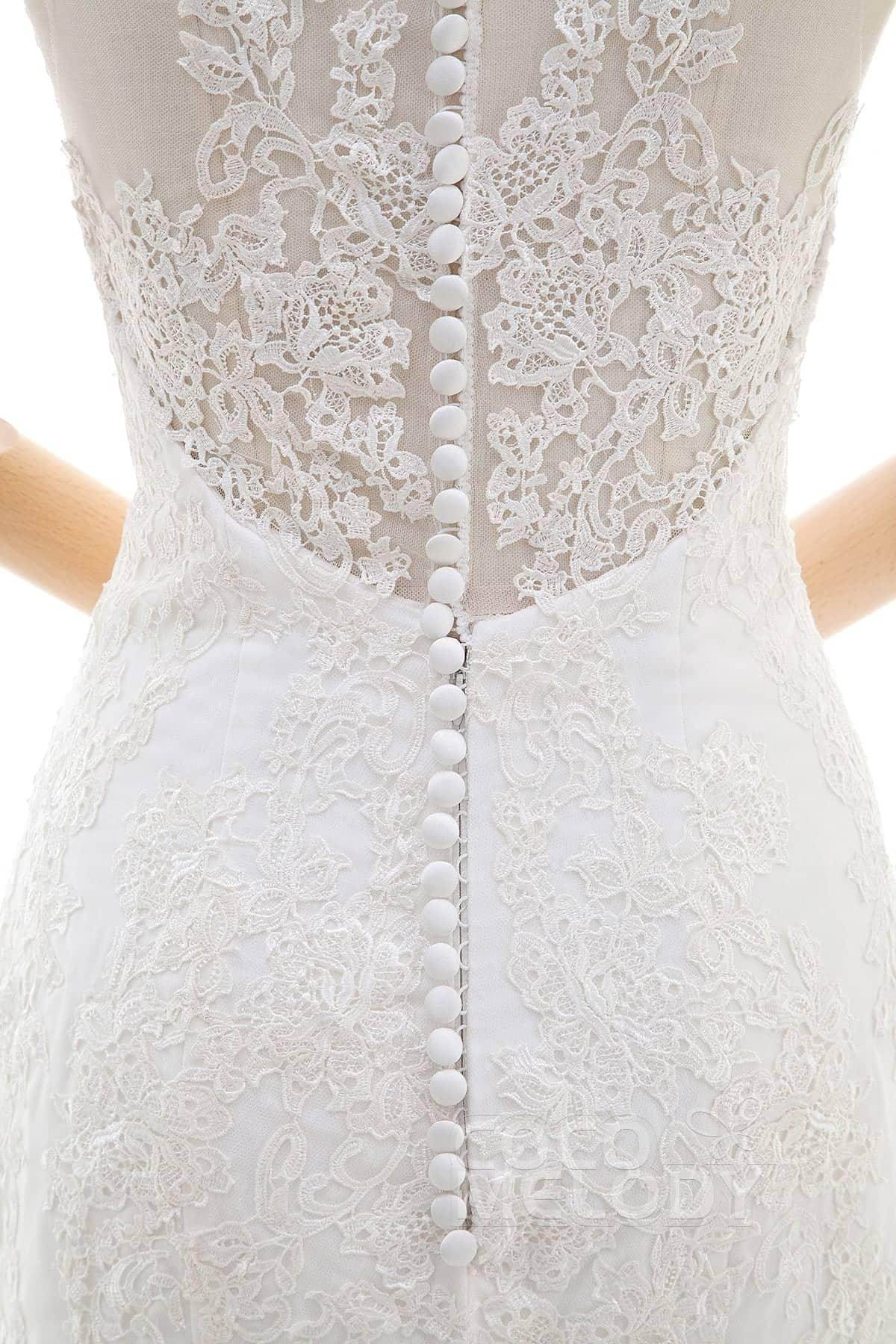 Trumpet-Mermaid Court Train Tulle Lace Wedding Dress LD4342 - COCOMELODY