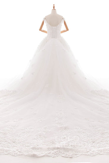 Princess Detachable Tulle Lace Organza Wedding Dress LD4971
