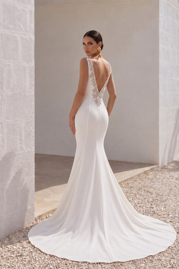 Mermaid Court Train Knitted Fabric Wedding Dress LD5237