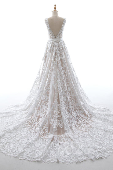 A-Line Court Train Tulle Lace Wedding Dress LD5484
