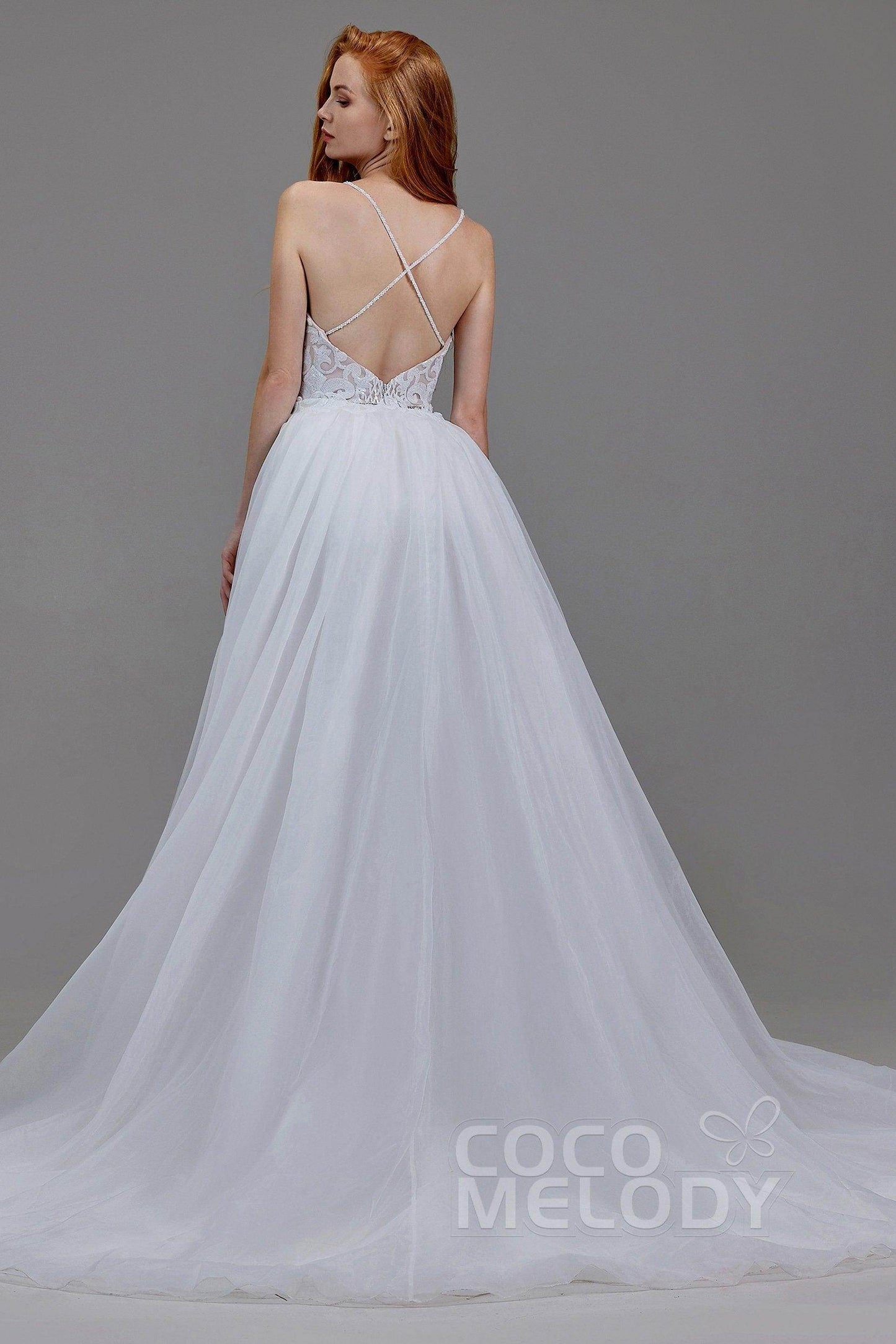 Mermaid Court Train Sequined Lace Wedding Dress LD5780 - COCOMELODY