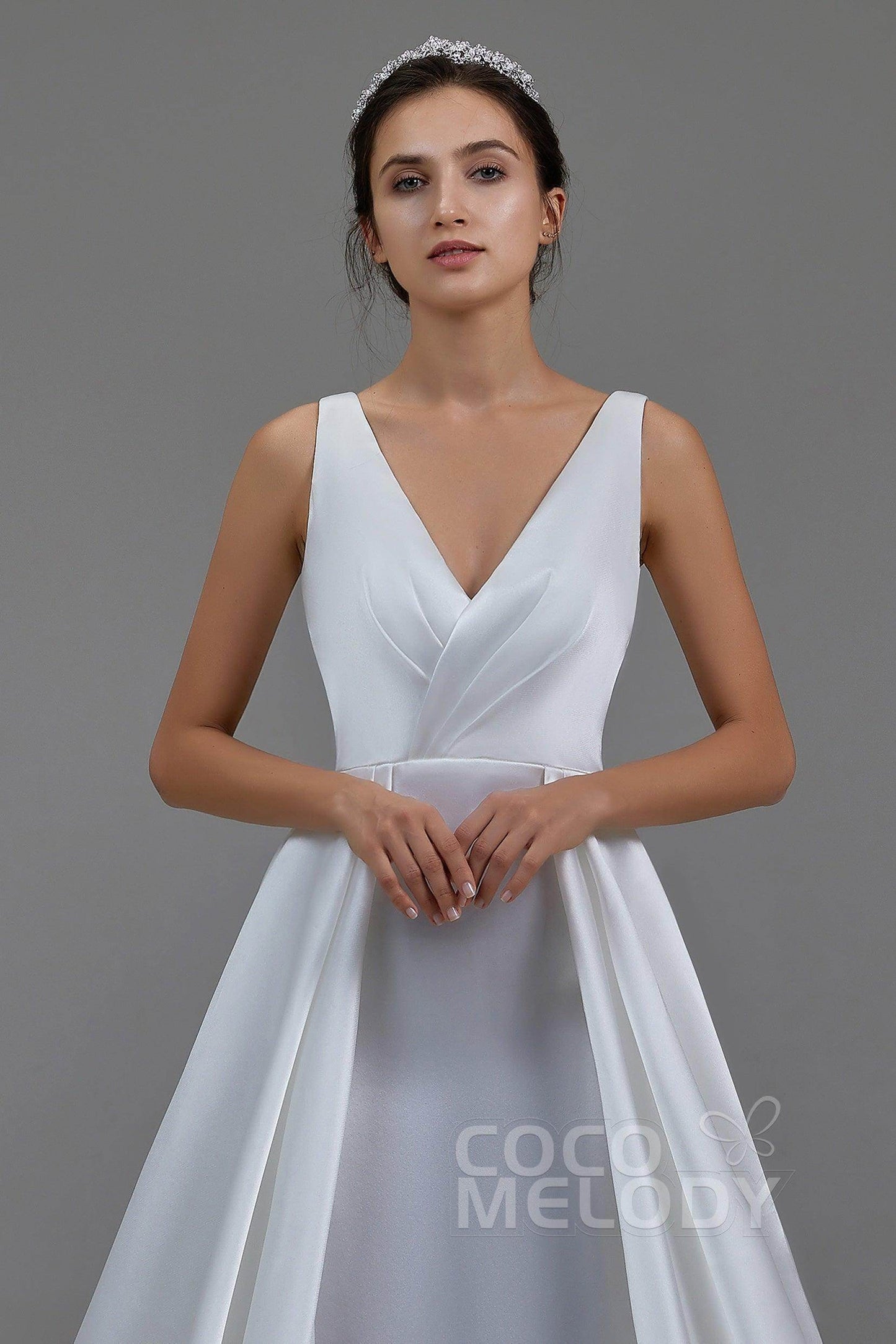 A-Line Chapel Train Pearl yarn Wedding Dress LD5803 - COCOMELODY