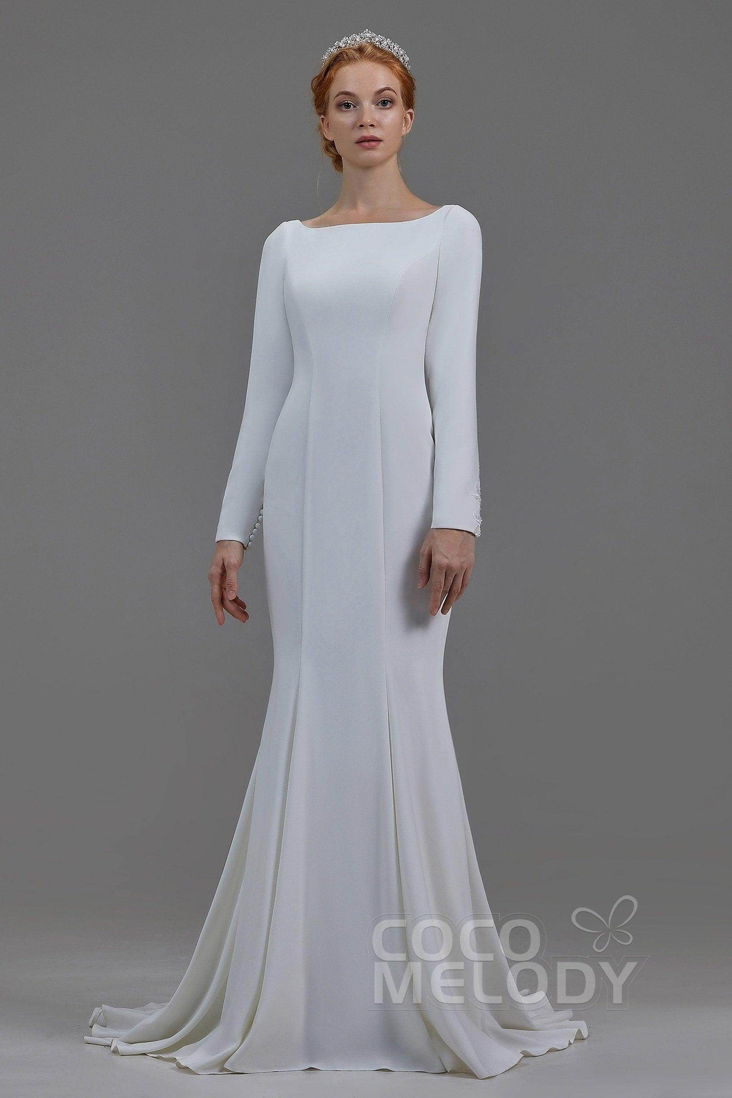 Mermaid Court Train Knitted Fabric Wedding Dress LD5817 - COCOMELODY