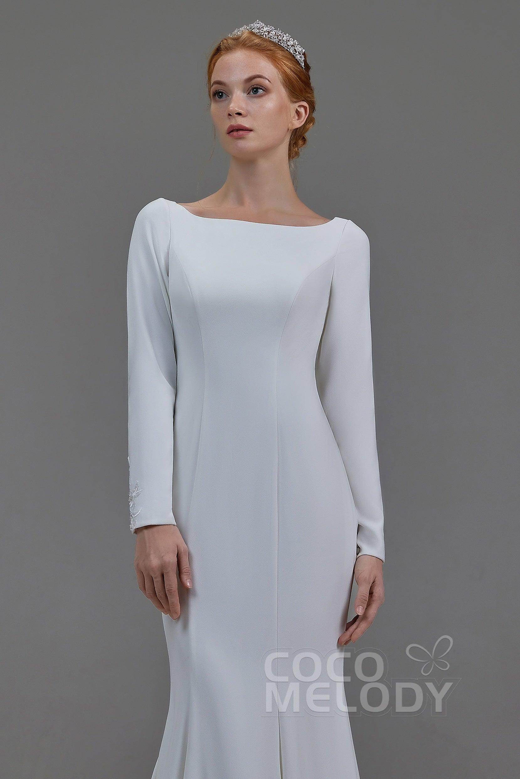 Mermaid Court Train Knitted Fabric Wedding Dress LD5817 - COCOMELODY