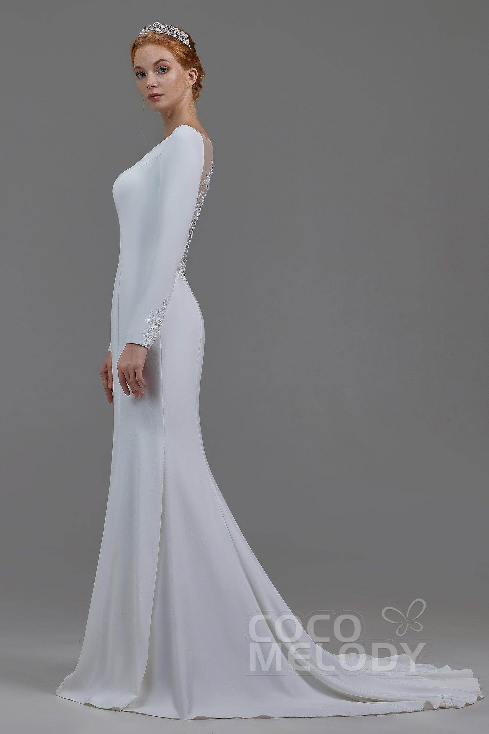 Mermaid Court Train Knitted Fabric Wedding Dress LD5817 - COCOMELODY