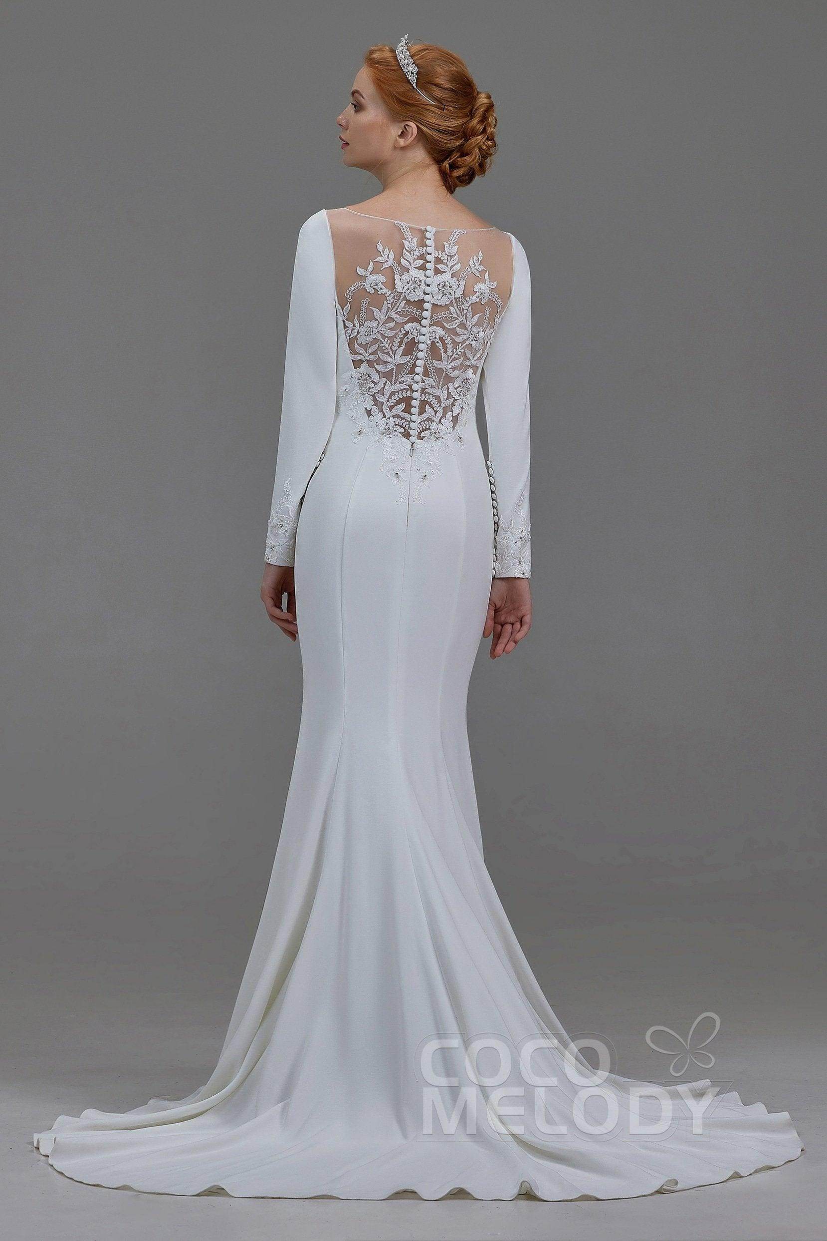 Mermaid Court Train Knitted Fabric Wedding Dress LD5817 - COCOMELODY