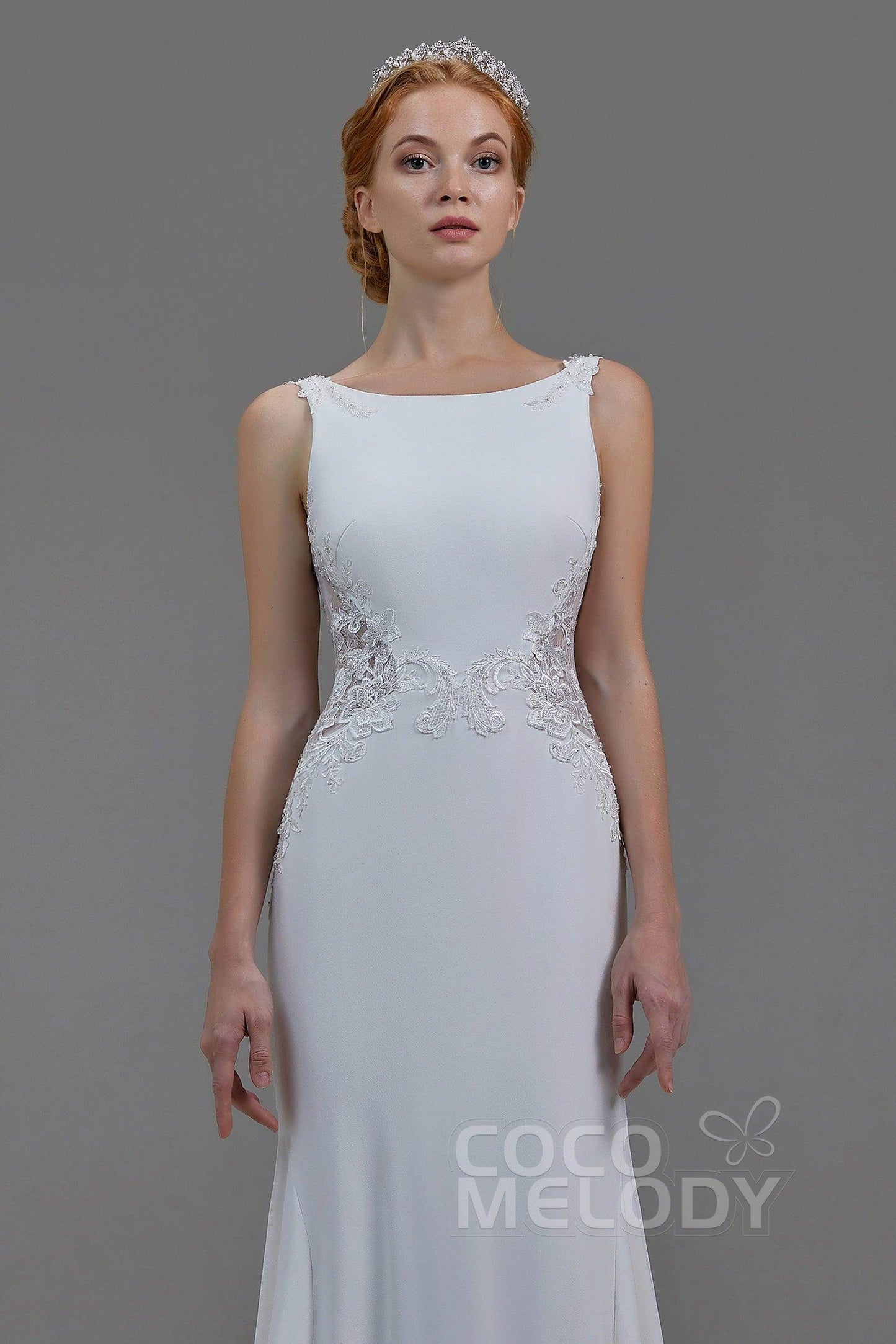 Mermaid Court Train Knitted Fabric Wedding Dress LD5818 - COCOMELODY