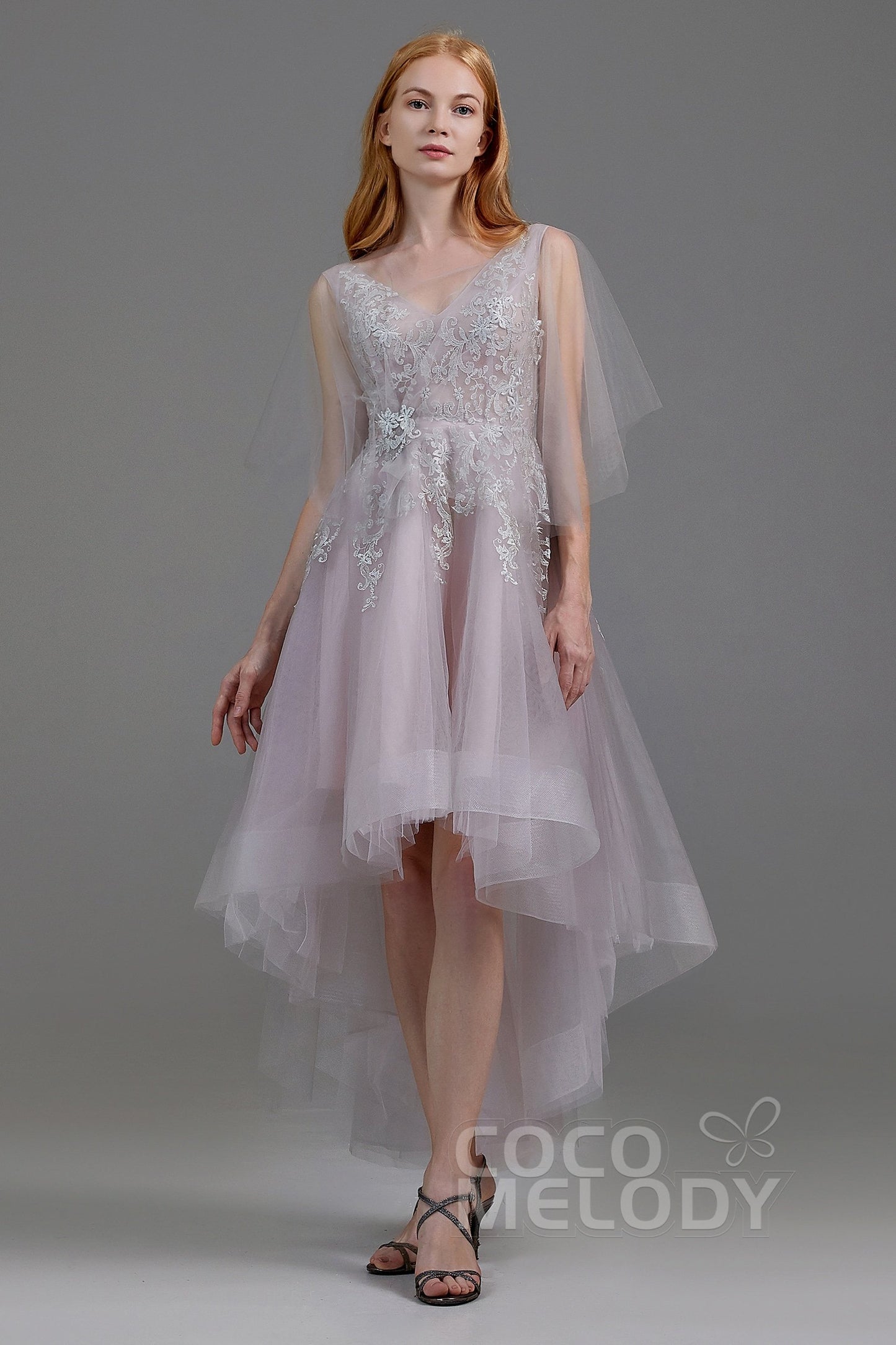 A-Line High-Low Tulle Wedding Dress LD5844CR