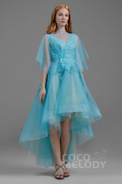 A-Line High-Low Tulle Wedding Dress LD5844CR