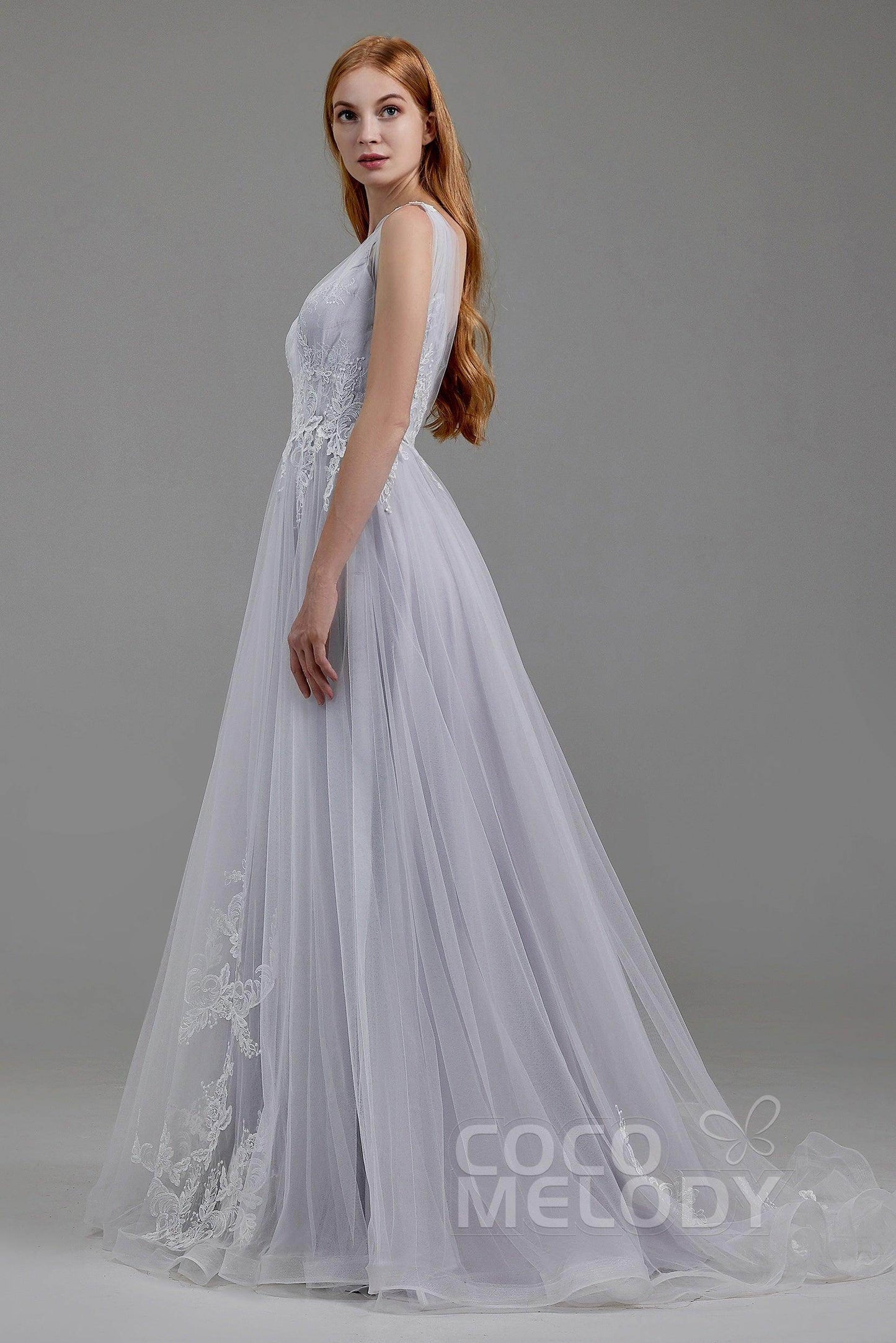 A-Line Court Train Tulle Wedding Dress LD5845 - COCOMELODY