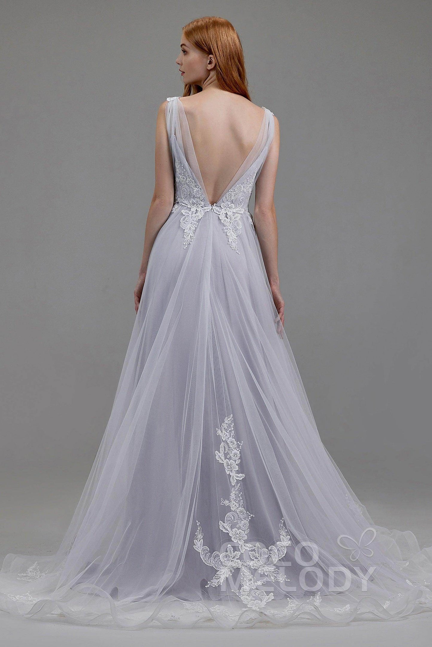 A-Line Court Train Tulle Wedding Dress LD5845 - COCOMELODY