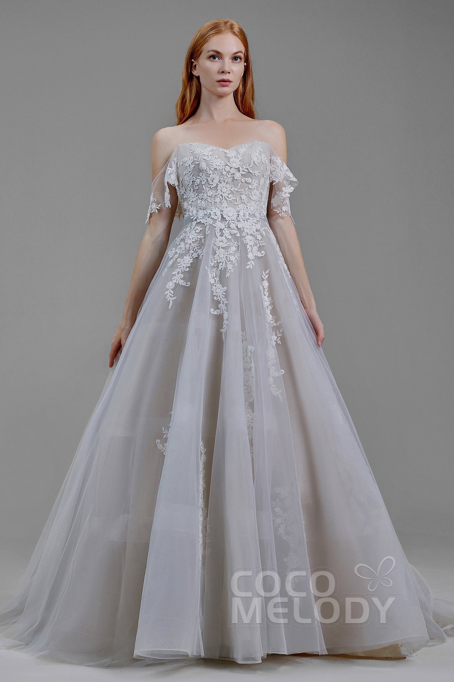 A-Line Court Train Tulle Wedding Dress LD5861