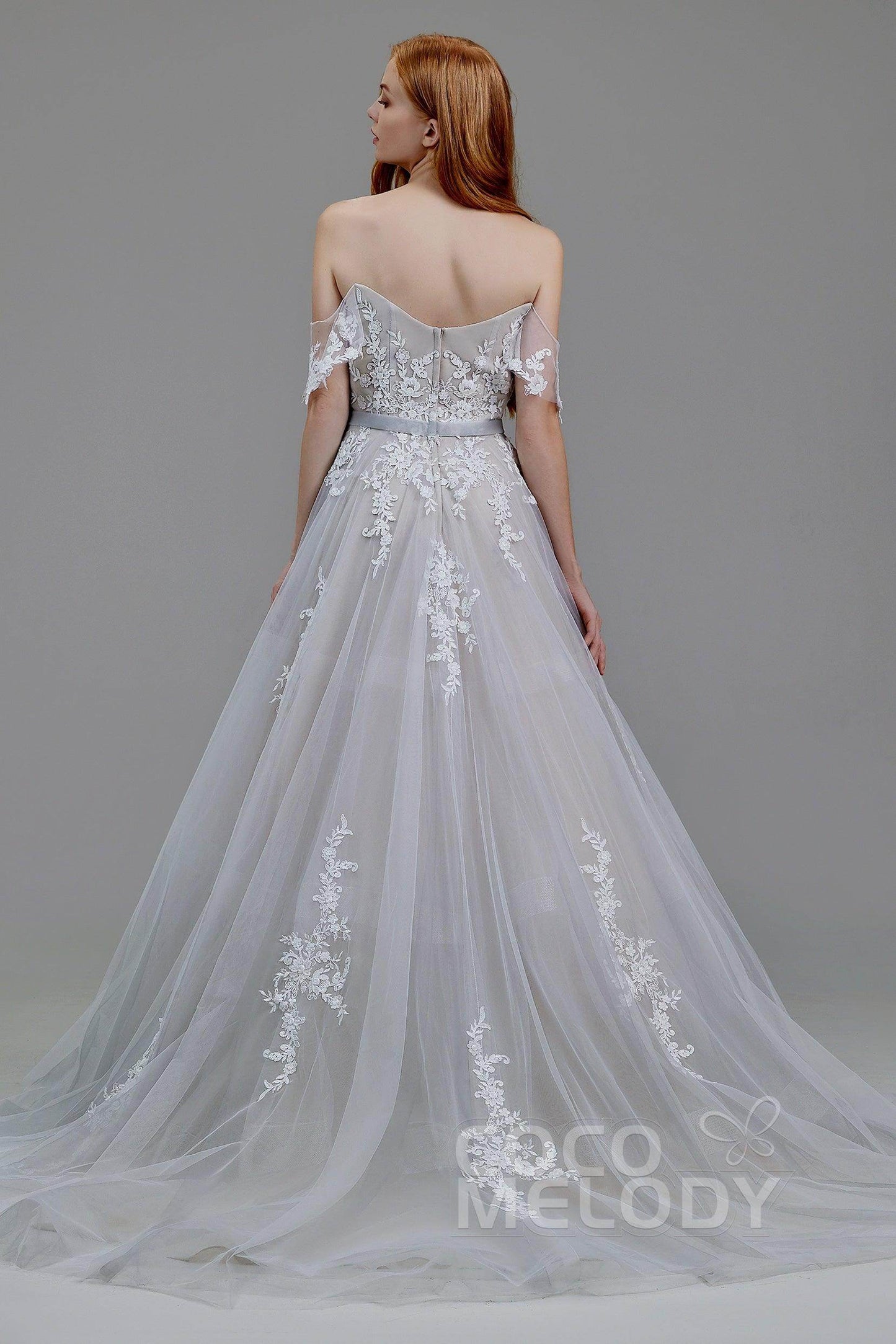 A-Line Court Train Tulle Wedding Dress LD5861 - COCOMELODY
