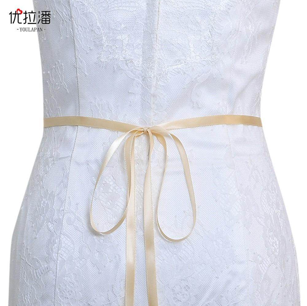 Ribbons Wedding Sash with Rhinestone Imitation Pearl 839584357990 - COCOMELODY