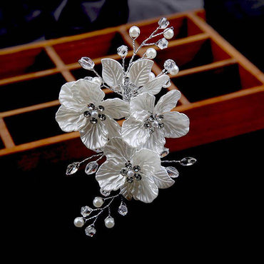 Handcrafted crystal Pearl Headwear Hairpin for wedding accessories 573589507863 - COCOMELODY