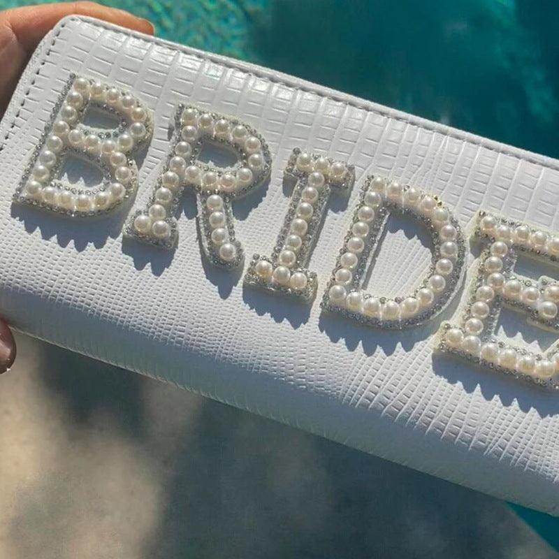 Bride Wifey Mrs Bride Wifey Mrs Alphabet purse Pearl crossbody bag bridal shower 731646137930 - COCOMELODY