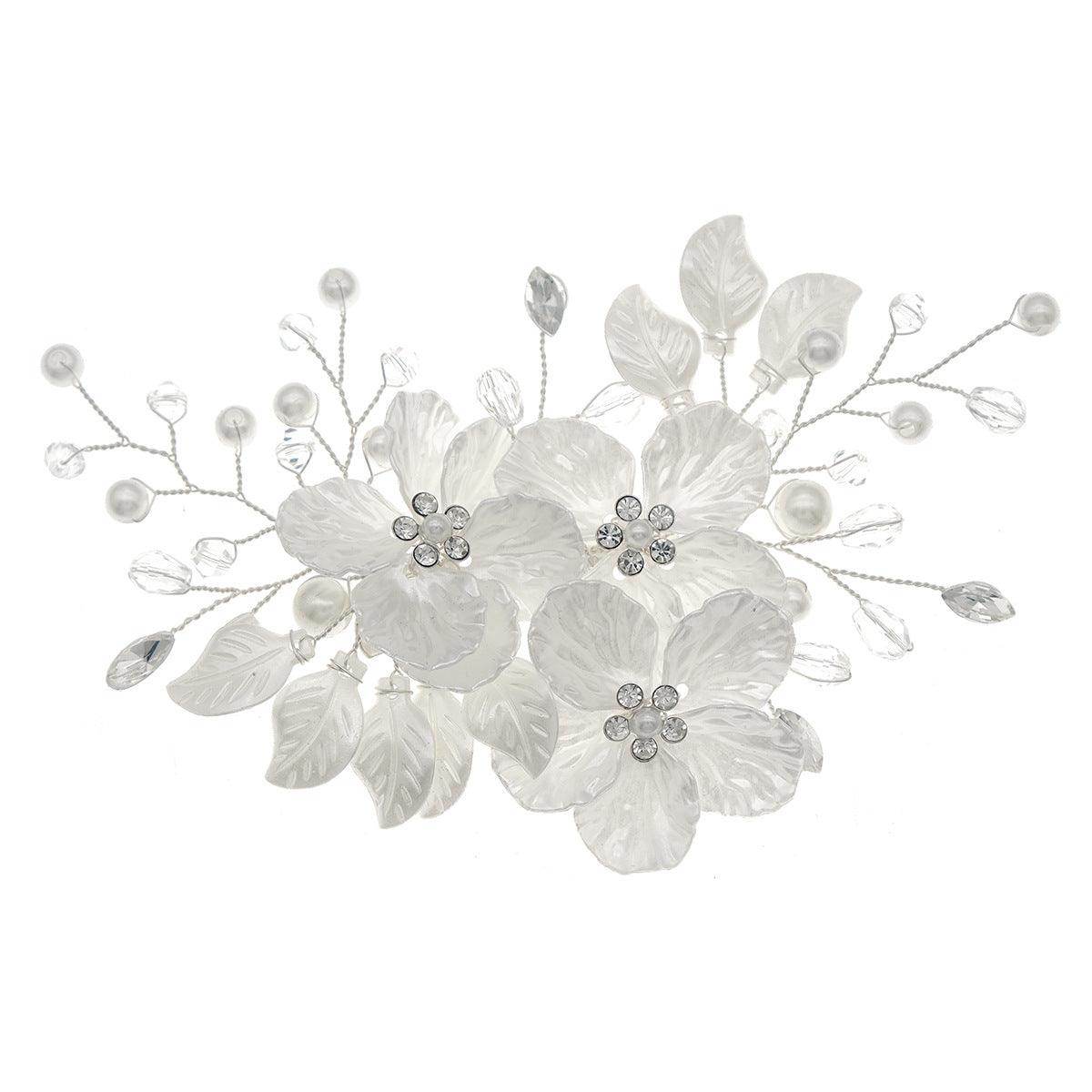 Beautiful acrylic flower set comb bride hair pearl clip Headpieces 736331094787 - COCOMELODY
