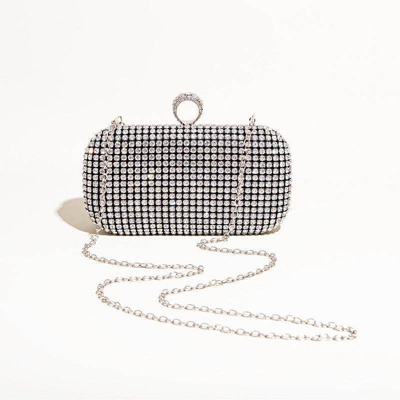 Hand diamond-encrusted dinner bag Hand bag chain small square bag 689059915170 - COCOMELODY