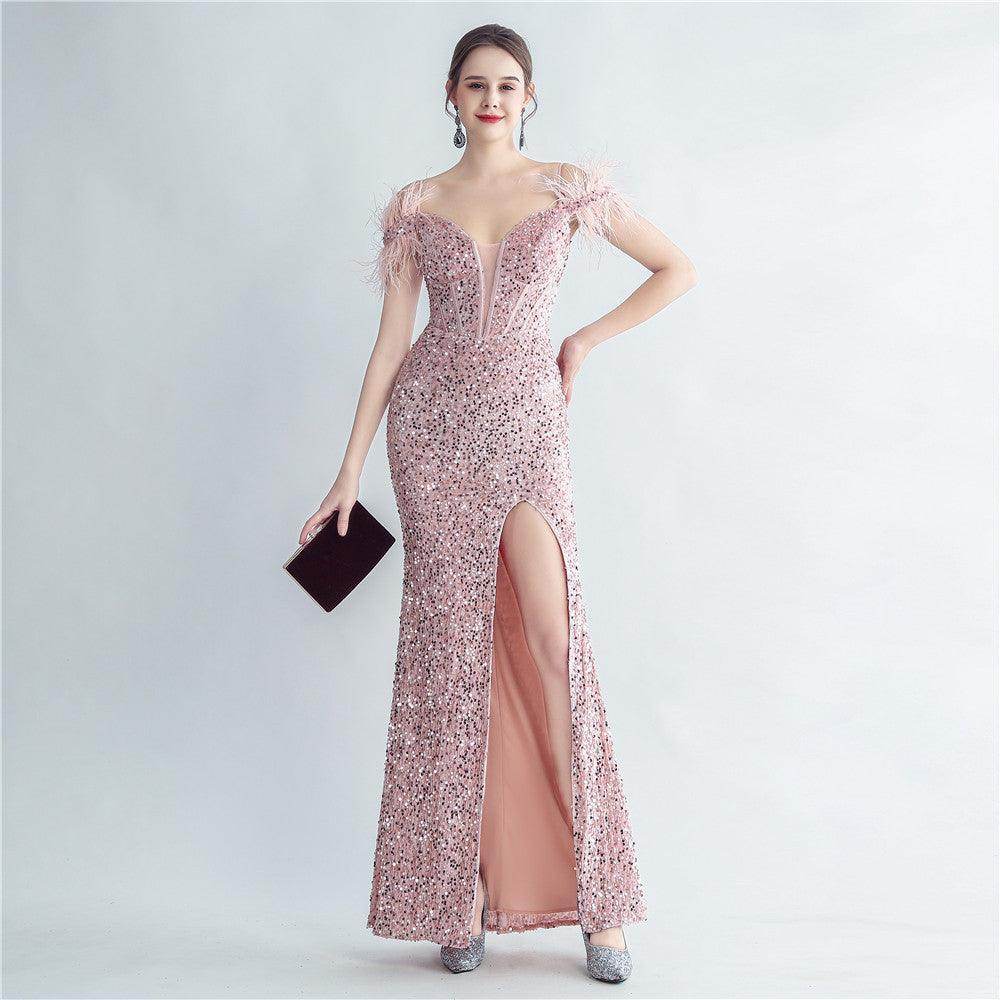 Trumpet-Mermaid Floor Length Sequins Dress 794624136176 - COCOMELODY