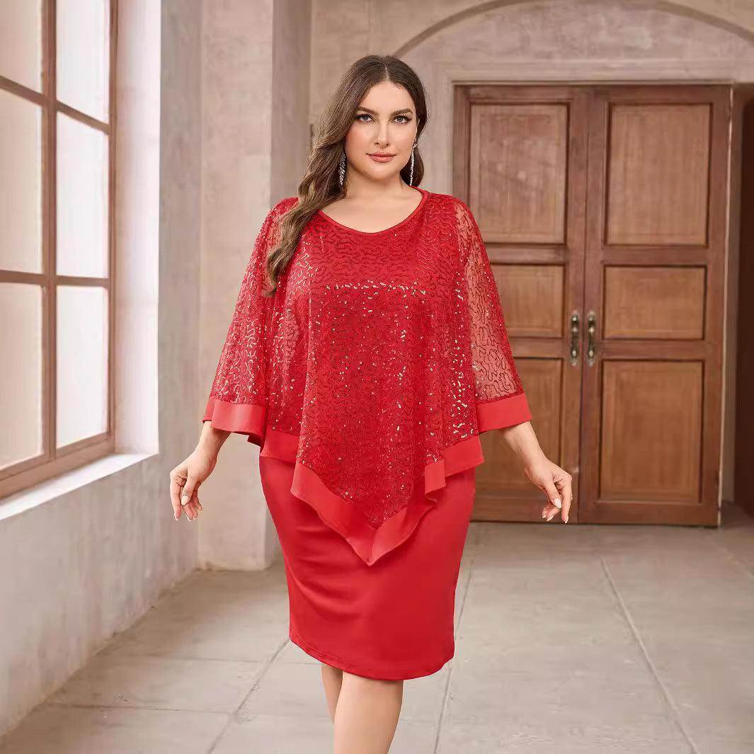 Sheath-Column Knee Length Sequined dress 829130385892 - COCOMELODY