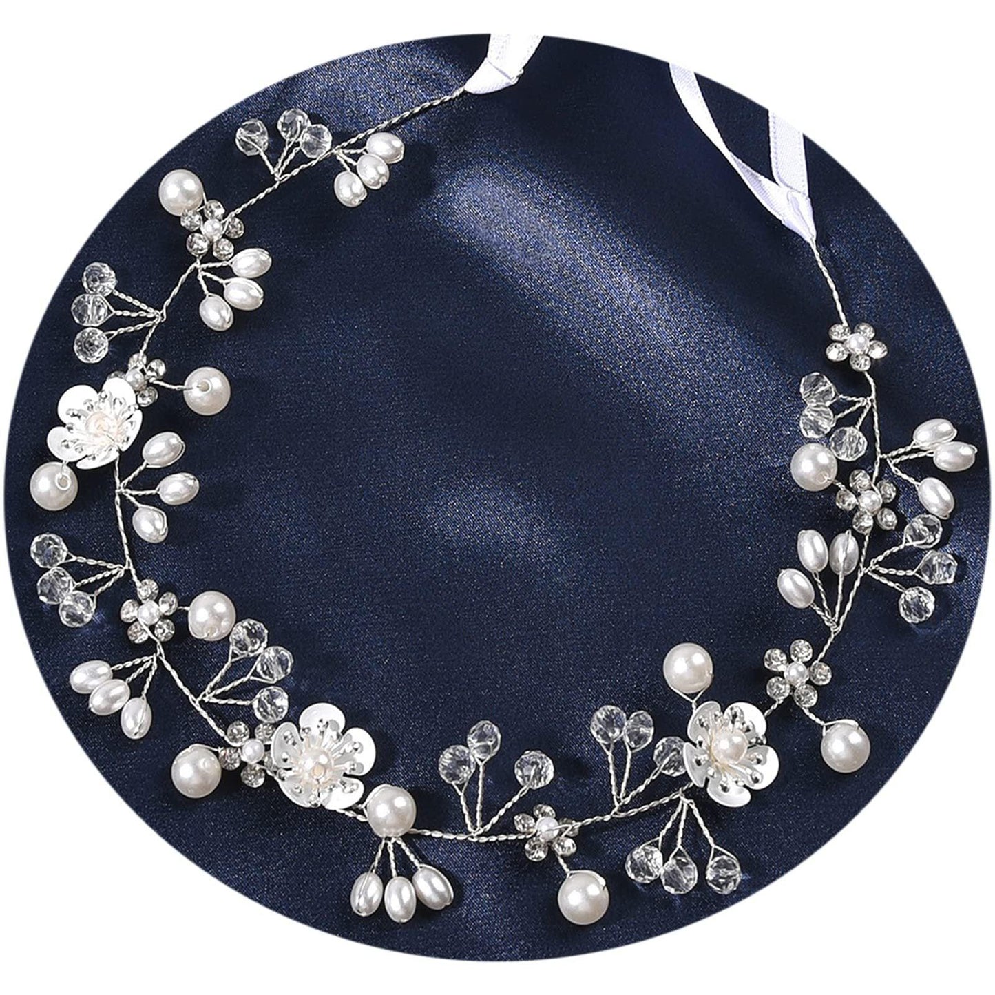 Bridal accessories Beautiful flowers handmade beaded headband Crystal pearl headband 734322003958 - COCOMELODY