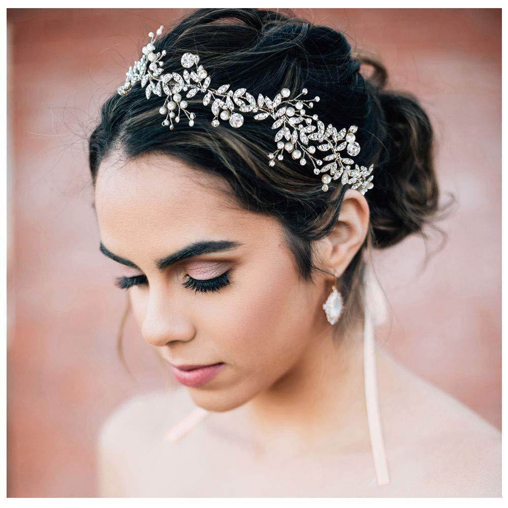 Explosive white handmade Crystal Tiara Bridal garland Hair accessories Pearl headband Headpieces 692378900508 - COCOMELODY