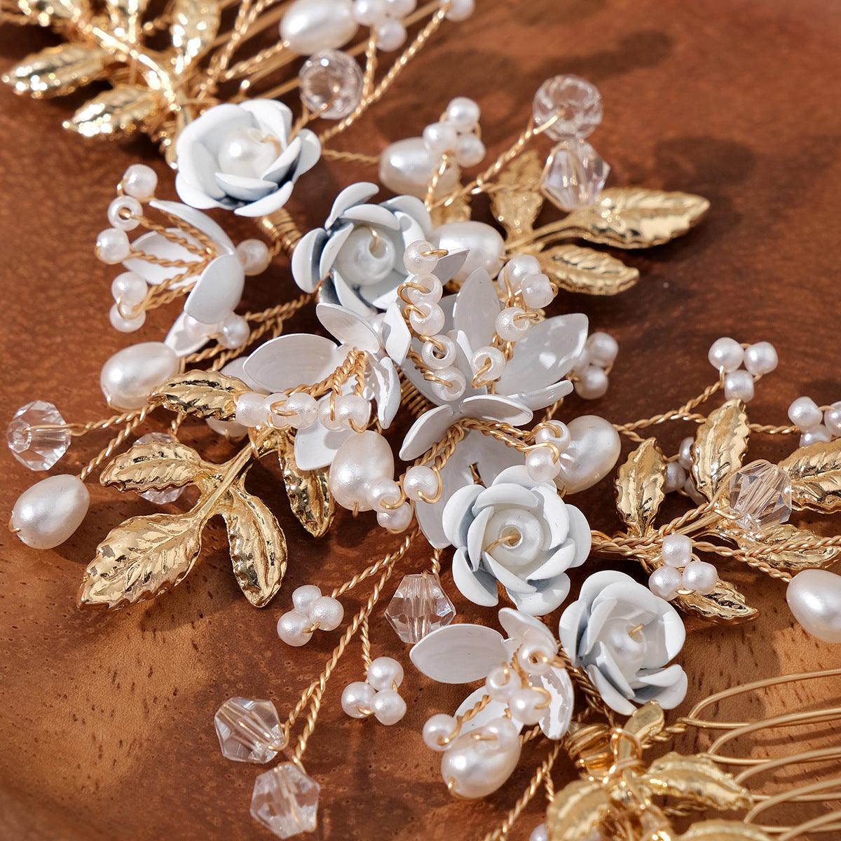 Bridal accessories Insert comb Atmospheric flowers wedding hair styling hair accessories vintage handcrafted comb 768931639047 - COCOMELODY