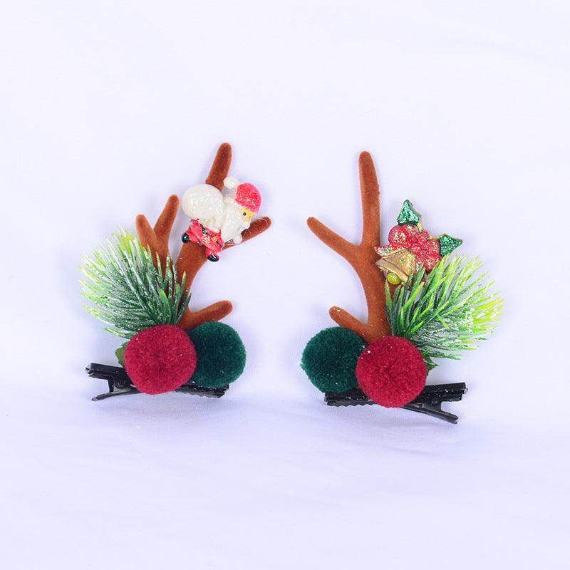 Christmas simulation antler hairpin on clip adult children decorative top clip hair accessories 848976050282 - COCOMELODY