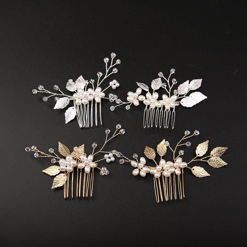 Golden Leaf Bride Combs 2 Pieces 7969295597726 - COCOMELODY