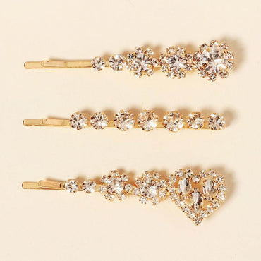 Hot fashion sweet diamond hair clip one word clip metal hair clip 656932865216 - COCOMELODY
