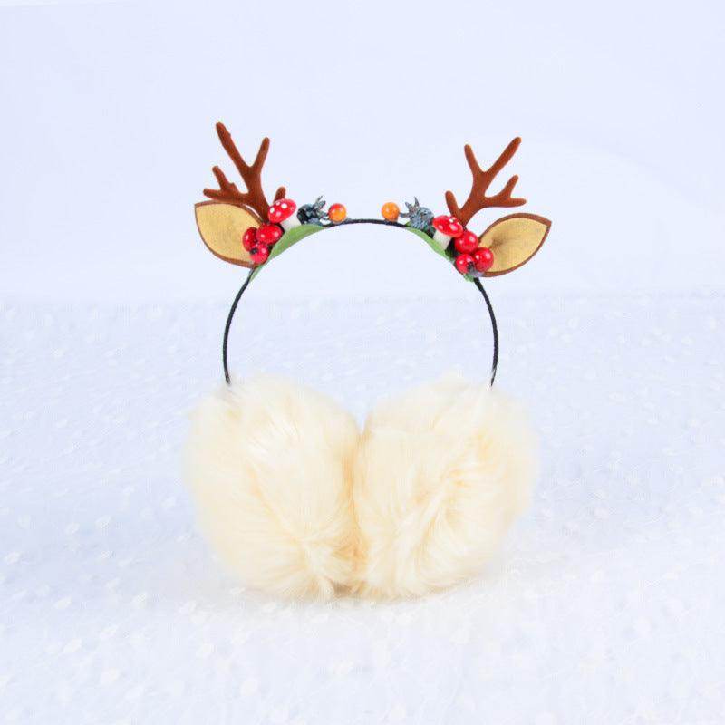 Christmas elk antlers Winter warm earmuffs Cute cat ear headband headdress 849465740917 - COCOMELODY