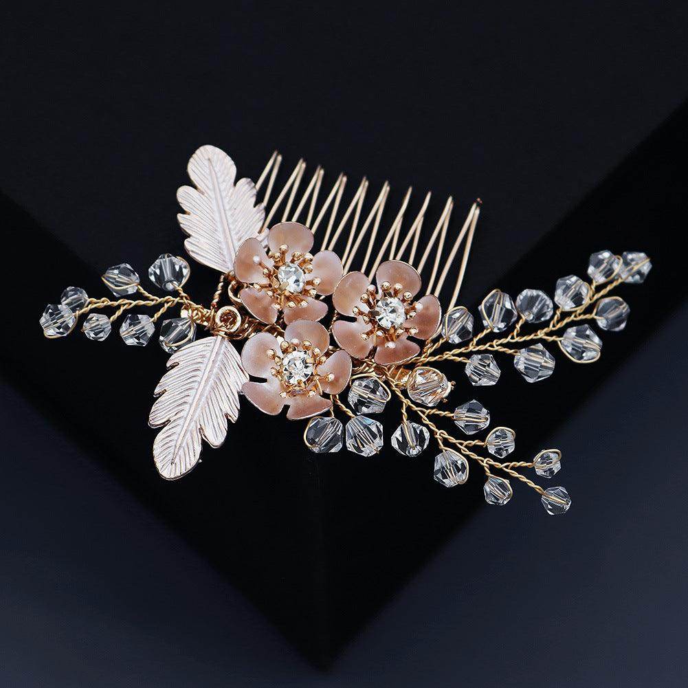 Bridal Accessories Hairpin Hair set Handmade crystal flower hair comb Pearl comb 643477798259 - COCOMELODY