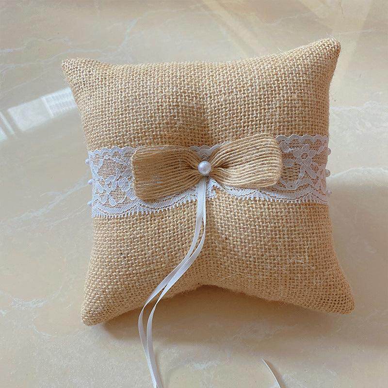 Linen ring pillow Bride wedding party ring pillow 702166828805 - COCOMELODY