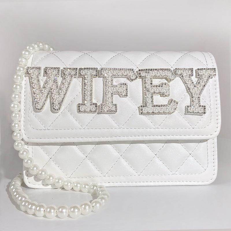 Bride Wifey Mrs Bride Wifey Mrs Alphabet purse Pearl crossbody bag bridal shower 731646137930 - COCOMELODY