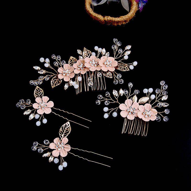 Leaf curly hair comb headwear bride Combs 4 Pieces 737108021960 - COCOMELODY