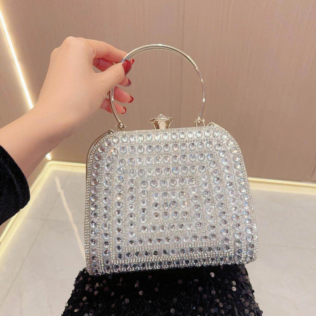 Diamond-set clutch bag Women's Party Bag Rhinestone Tote Delicate diagonal dinner bag 763988820276 - COCOMELODY