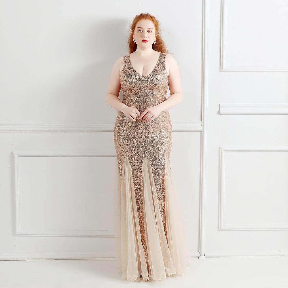 Sheath-column floor length sequined dress 646647576334 - COCOMELODY