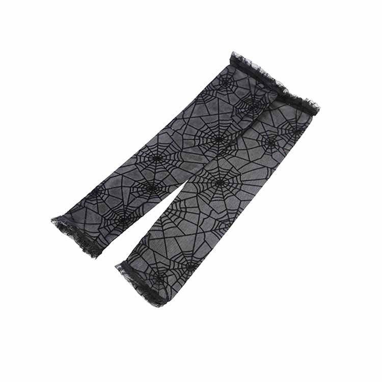 Halloween witch spider Web fingerless gloves 545743001631 - COCOMELODY