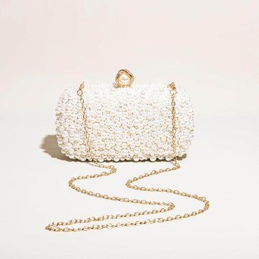 Hand pearl dinner bag diagonal evening bag 689059683528 - 7 Days / Ivory - COCOMELODY