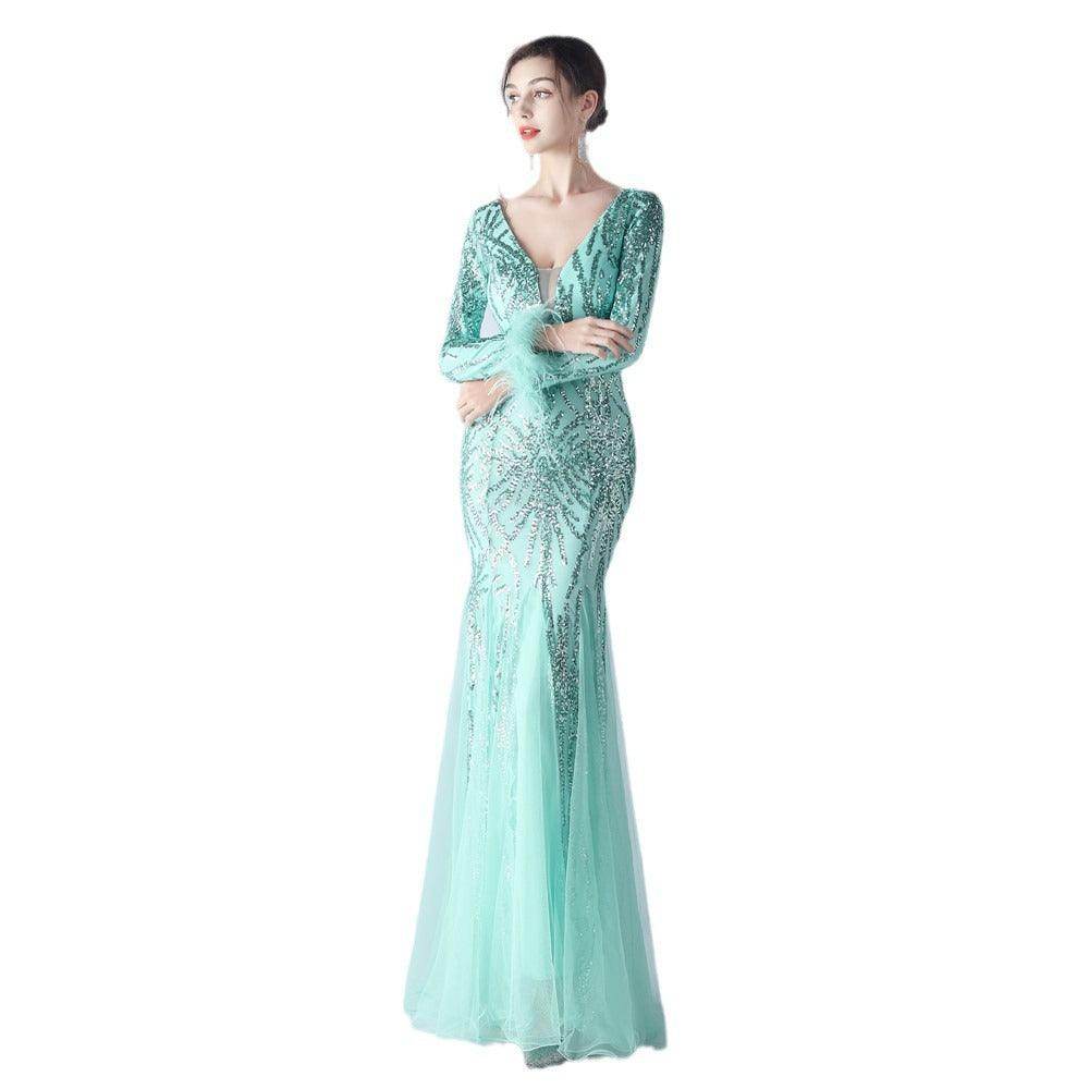 Trumpet-Mermaid Floor Length Sequins Dress 785114258670 - COCOMELODY