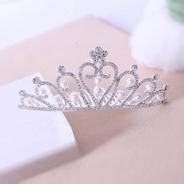 Bride's hair tiara Bride's little tiara with comb rhinestone pearl tiara 651428713487 - COCOMELODY