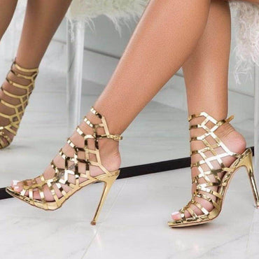 Metallic Pointy Stiletto heel Sandals 635843042313 - COCOMELODY