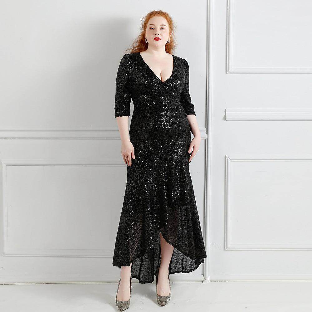 Trumpet-Mermaid High-Low Sequins Evening Dress 647755659545 - COCOMELODY