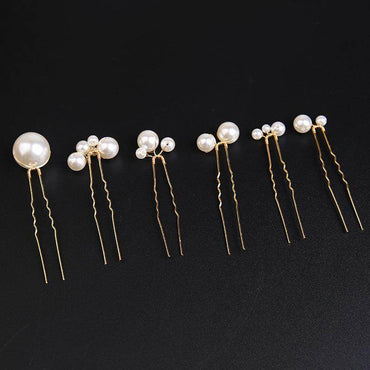 U-shaped Pearl Brida Hairpins 6 piece 684476301257 - COCOMELODY