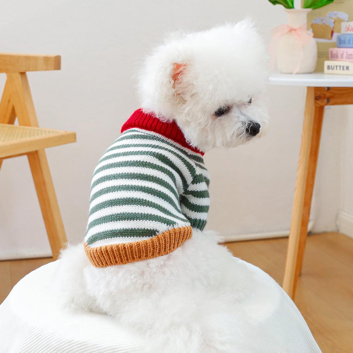 Pet Clothes Dog Cats Colorful vintage striped sweater 830166761506 - COCOMELODY