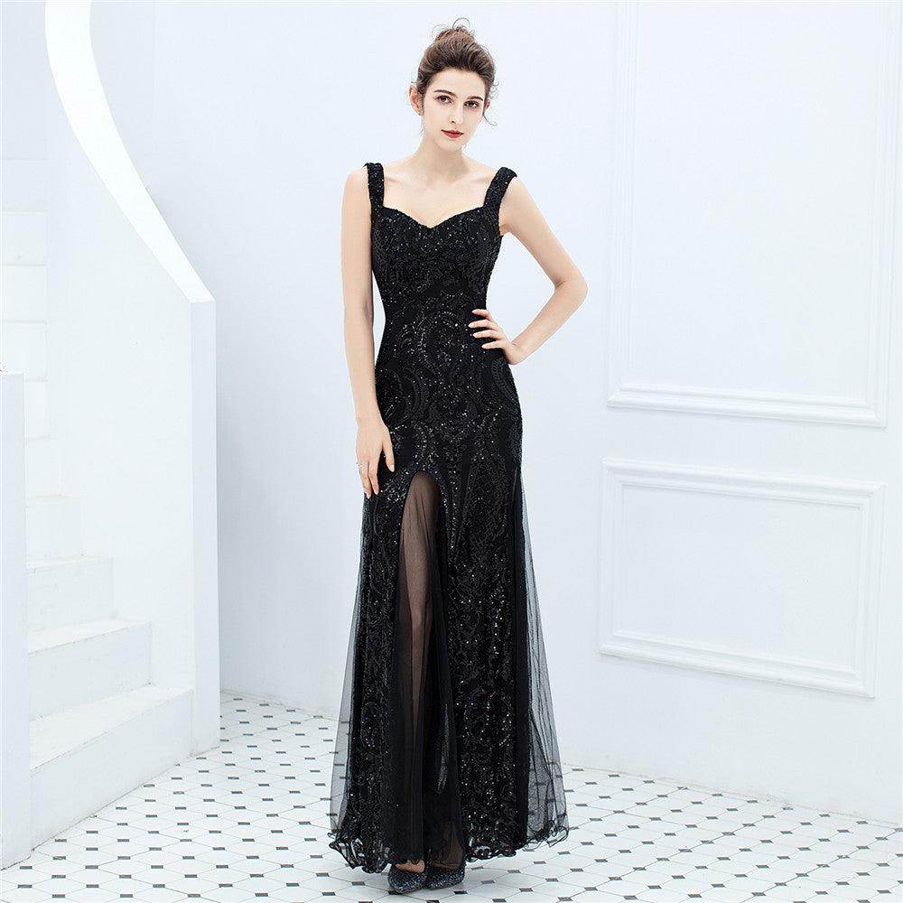 Sheath-column floor length sequined dress 646649928637 - COCOMELODY