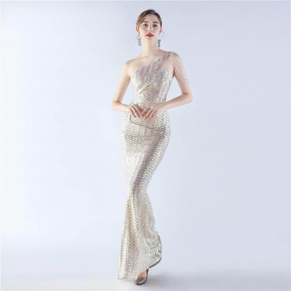Sheath-column floor length sequined dress 785514826195 - COCOMELODY